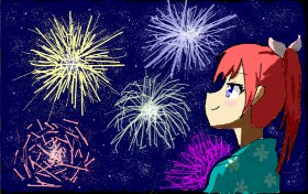 Drawing of Fireworks by Sam
