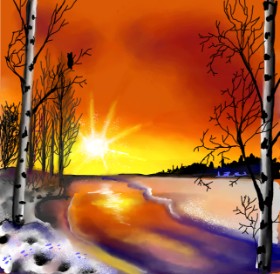 Sonnenuntergang-Zeichnung von Leah