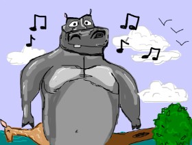 Рисунок на тему «Бегемот» — автор: Chubby raccoon boi