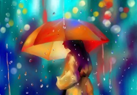 Drawing of Umbrella by Moon