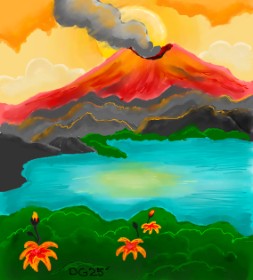 GreyhoundMama の 火山 の絵