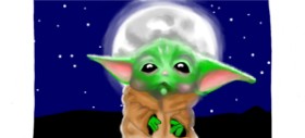Drawing of Baby Yoda by DebbyLee