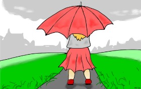 Drawing of Umbrella by Swimmer