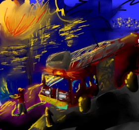 Eyes の 消防車 の絵