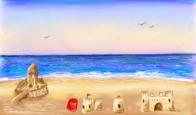 Drawing of Sand castle by Sylv