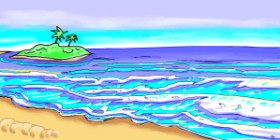 Swimmer の ビーチ の絵