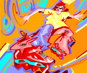 Drawing of Roller Skates by Moon