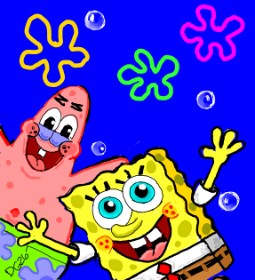 Drawing of Spongebob by GreyhoundMama