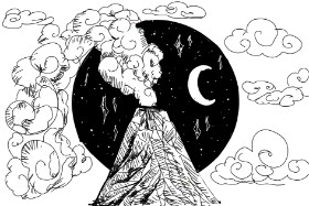 NYA の 火山 の絵
