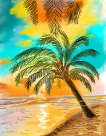Drawing of Beach by Walter nonwhite