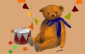 Drawing of Teddy bear by Moon