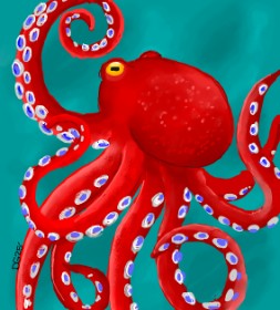 Drawing of Octopus by GreyhoundMama