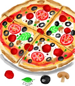 Drawing of Pizza by GreyhoundMama