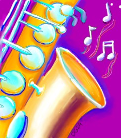 Drawing of Saxophone by GreyhoundMama