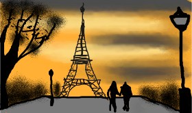 Drawing of Eiffel Tower by QueenofGreen