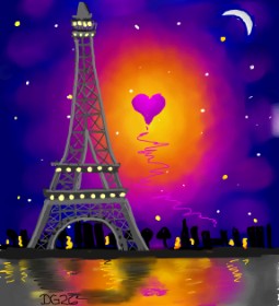 Drawing of Eiffel Tower by GreyhoundMama