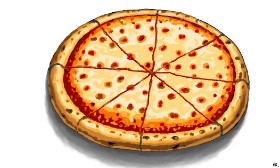 Drawing of Pizza by Flowerpot