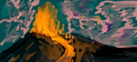Sample text の 火山 の絵