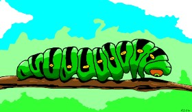 Drawing of Caterpillar by Flowerpot