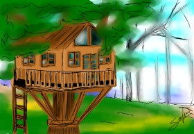 Рисунок на тему «Дом на дереве» — автор: Sophie_draw24