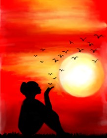 Sonnenuntergang-Zeichnung von ⋆su⋆vinci彡