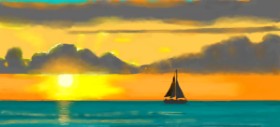 Sonnenuntergang-Zeichnung von Pinky