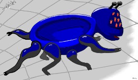 Drawing of Spider by Flowerpot