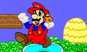 Drawing of Super Mario by Flowerpot
