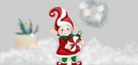Drawing of Christmas elf by Çhåching