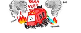 kelly の 消防車 の絵