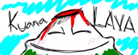 That One Llama の 火山 の絵