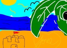 That One Llama の ビーチ の絵