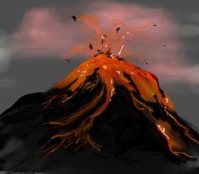 Bro の 火山 の絵