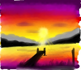 Sonnenuntergang-Zeichnung von Bree