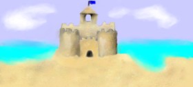 Drawing of Sand castle by Gillian