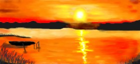 Sonnenuntergang-Zeichnung von Magic Mushroom