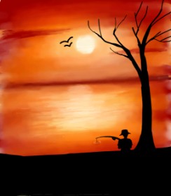 Sonnenuntergang-Zeichnung von Rem