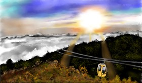 Çhåching の ケーブルカー の絵