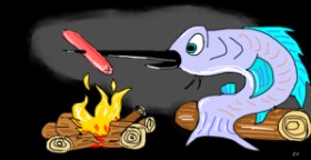 Drawing of Swordfish by Swimmer