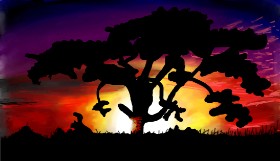 Sonnenuntergang-Zeichnung von Mia