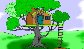 Drawing of Treehouse by Flowerpot