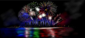 Drawing of Fireworks by Çhåching