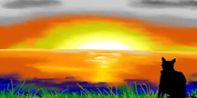 Sonnenuntergang-Zeichnung von Swimmer