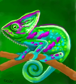 Рисунок на тему «Хамелеон» — автор: GreyhoundMama