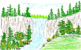 Рисунок на тему «Водопад» — автор: tiny=)