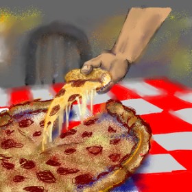 Drawing of Pizza by Sch0emer