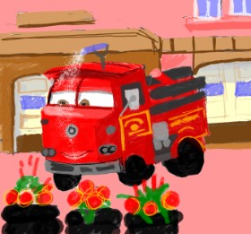 Rak の 消防車 の絵