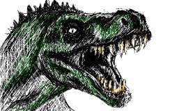 Drawing of T-rex dinosaur by Kaikai