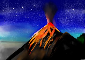 Rose rocket の 火山 の絵