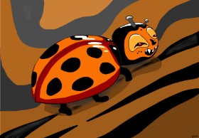 Drawing of Ladybug by Flowerpot